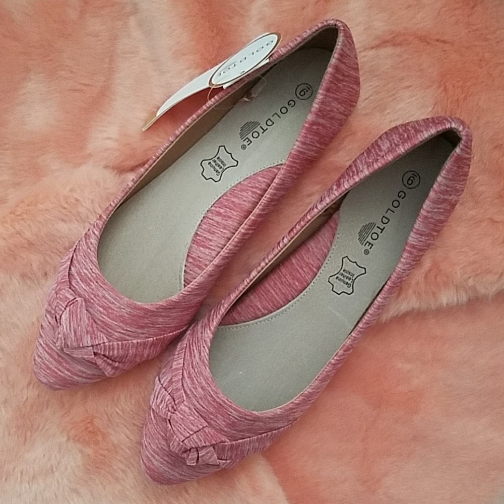 Gold Toe Pink Flat Shoes - Picture 2 of 5